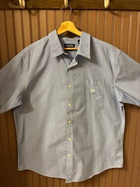 Chaps Men's Button Up Short Sleeve Shirt | Light Blue XXL